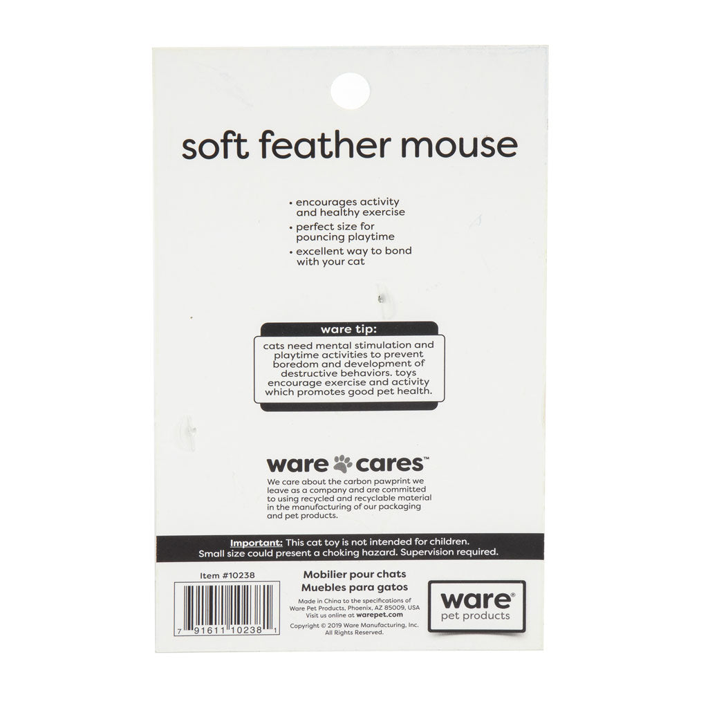 Ware Soft Feather Mouse with Catnip Cat Toy
