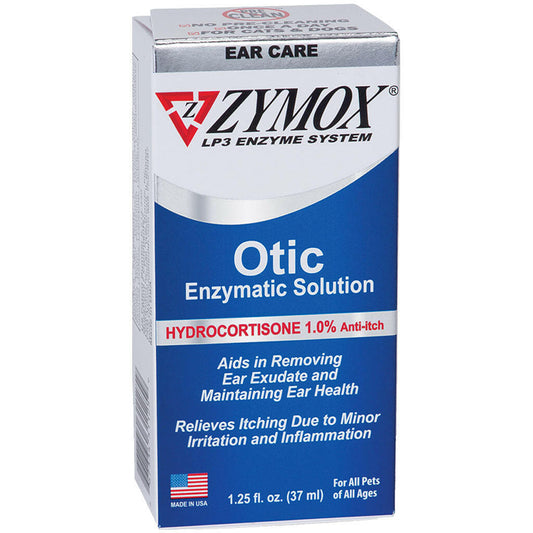 Zymox Otic Ear Treatment with 1% Hydrocortisone for Dogs & Cats - 1.25 fl oz