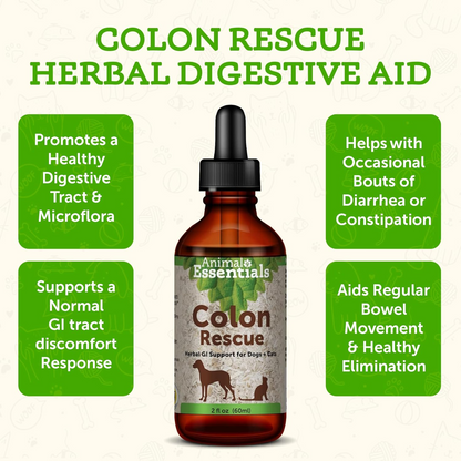 Animal Essentials Colon Rescue Herbal Tonic to Support Normal Bowel Function for Dogs & Cats - Pet Vitamins &