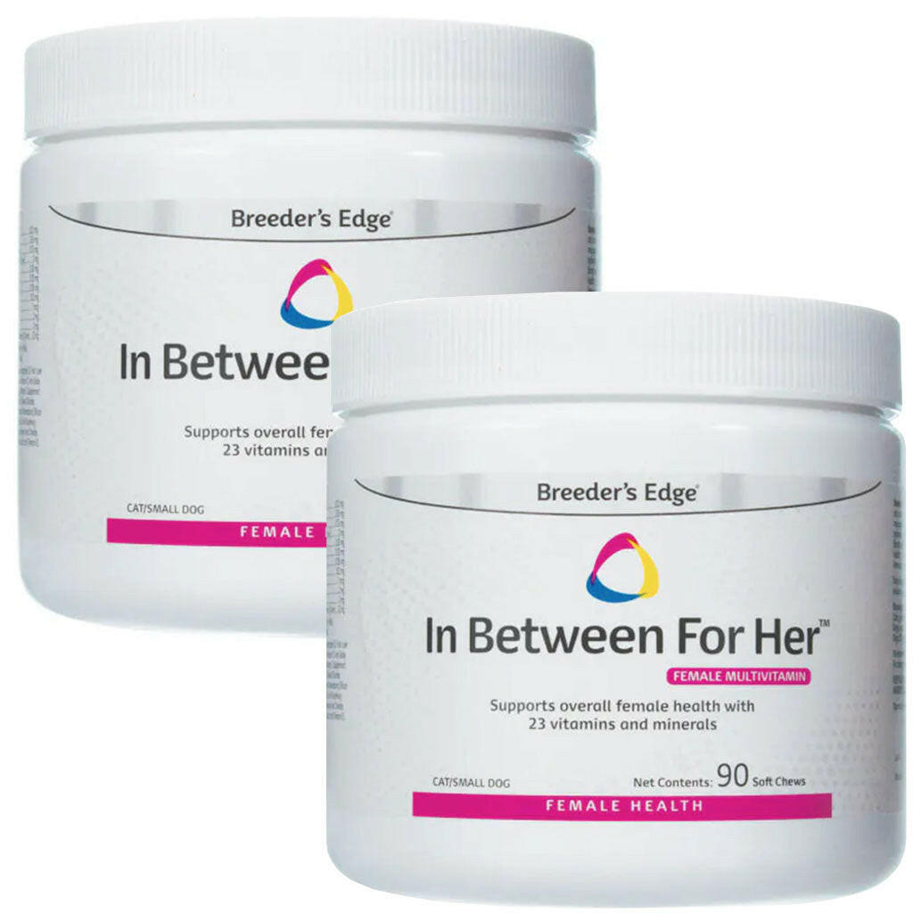 Breeder’s Edge In Between For Her- Female Multivitamin for Cat & Small Dogs - 180 soft chews - Pet Vitamins &