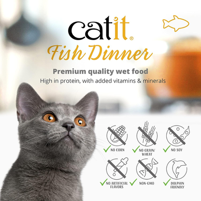 Catit Fish Dinner with Salmon & Green Beans Wet Cat Food (2.8 oz) - Cat Food 6