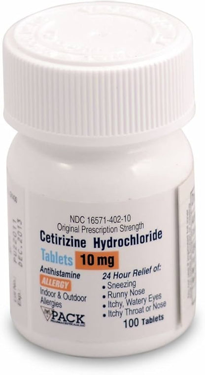 Cetirizine Hydrochloride 10mg (Manufacturer may vary) 100 Tablets - Online Dog Pharmacy: Supplements Vitamins