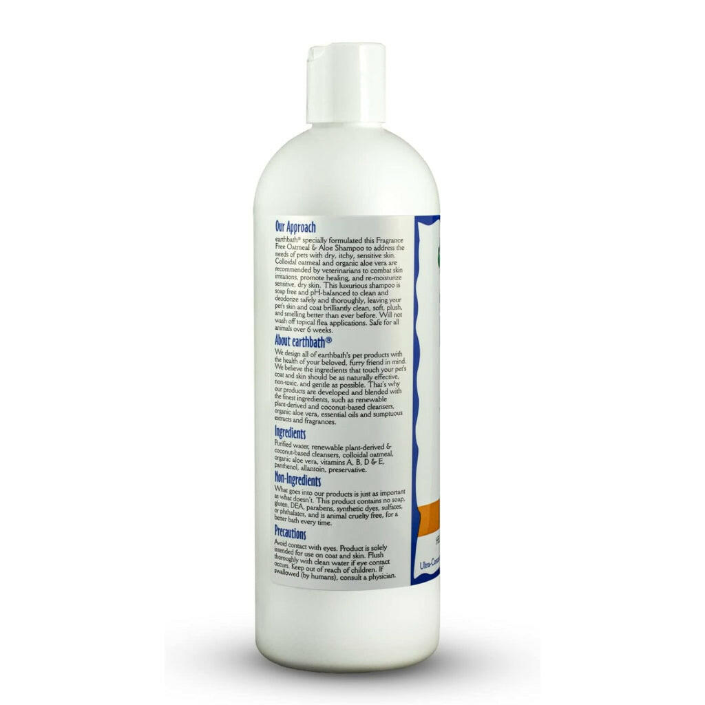 Earthbath Oatmeal & Aloe Shampoo Fragrance Free For Dogs & Cats (16 oz)