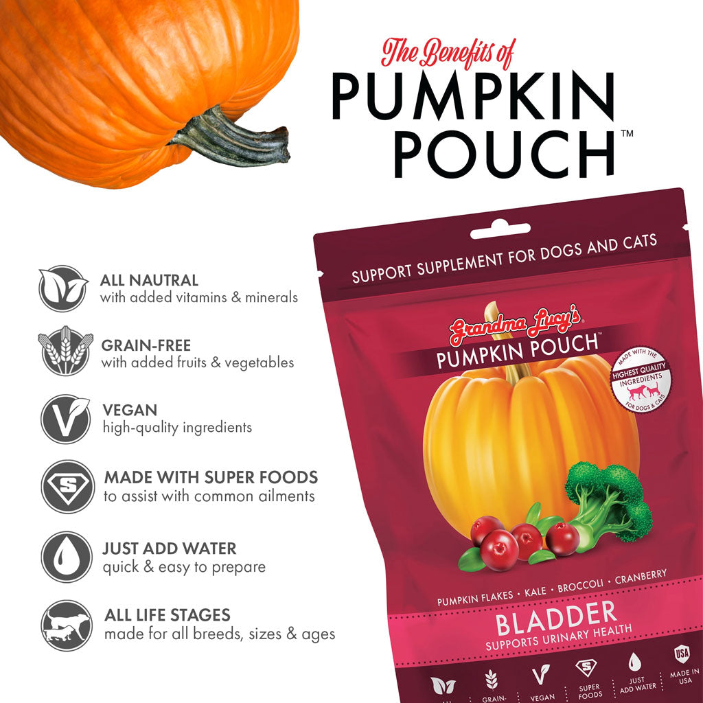 Grandma Lucy’s Pumpkin Pouch Bladder Freeze-Dried Dog & Cat Food Topper for Dogs & Cats - 6oz - Freeze-Dried Dog & Cat