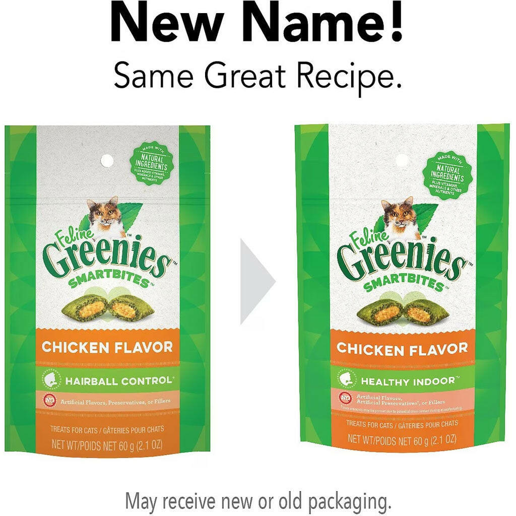 Greenies Feline SmartBites Healthy Indoor Chicken Flavor new packaging