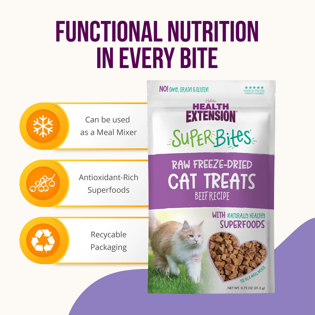 Health Extension SuperBites Freeze-Dried Raw Beef Recipe Cat Treats 0.75-oz - Cat Treats 5