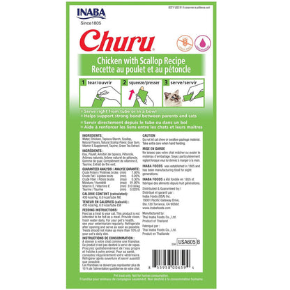 Inaba Churu Chicken with Scallop Puree Grain-Free Lickable Treat for Cats