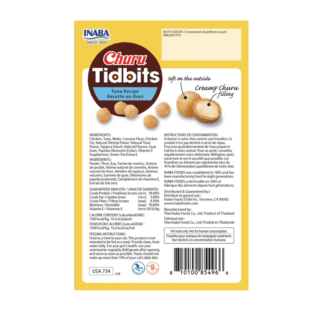 Inaba Churu Tidbits Soft & Creamy Cat Treats (8 packs) - Cat Treats 10