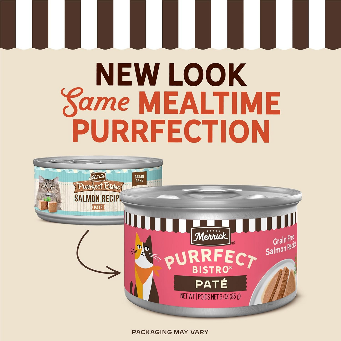 Merrick Purrfect Bistro Grain Free Premium Soft Canned Pate Adult Wet Cat Food High Protein Salmon Recipe 3-oz case