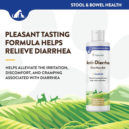 NaturVet Anti-Diarrhea Liquid Diarrhea Aid with Kaolin For Dogs Cats