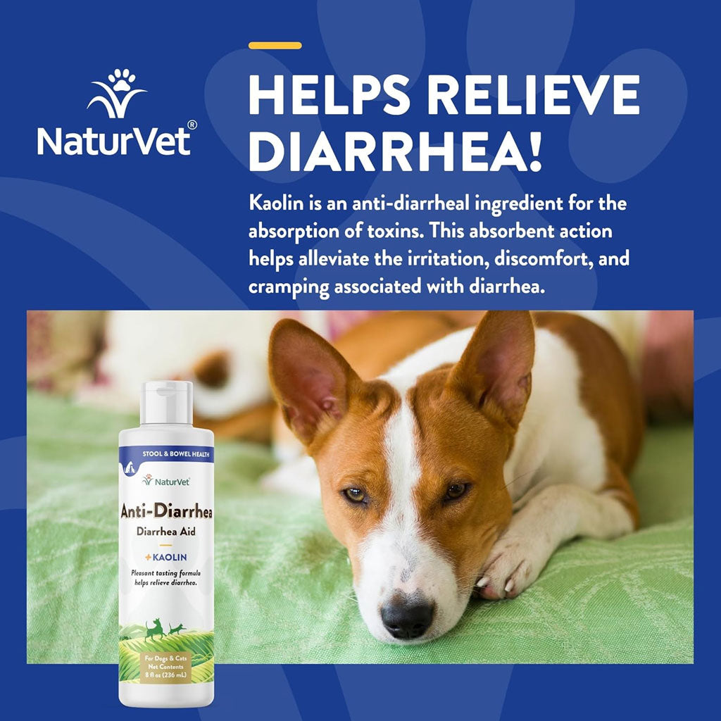 NaturVet Anti-Diarrhea Liquid Diarrhea Aid with Kaolin For Dogs Cats