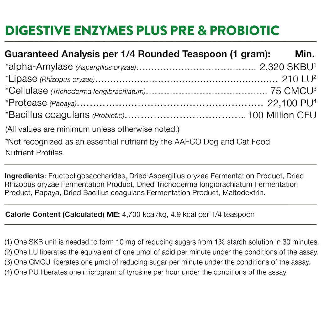 NaturVet Digestive Enzymes Powder Daily Digestive Support Plus Pre & Probiotic for Dogs