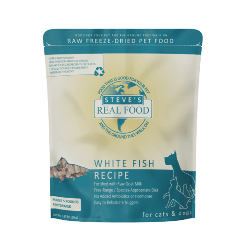 Steve’s Real Food White Fish Recipe Freeze-Dried Pet Food for Cats & Dogs (1.25 lb) - Freeze-Dried Dog & Cat Food 1