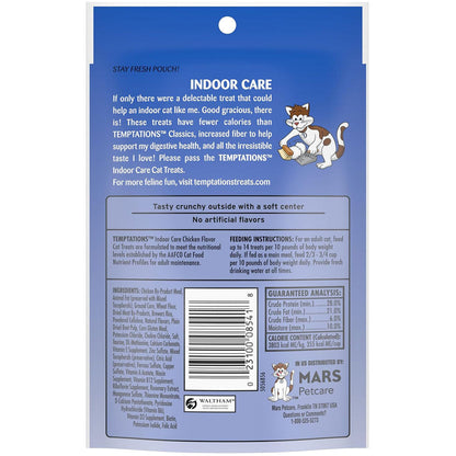 Temptations Indoor Care Chicken Flavor Soft & Crunchy Treats for Cats