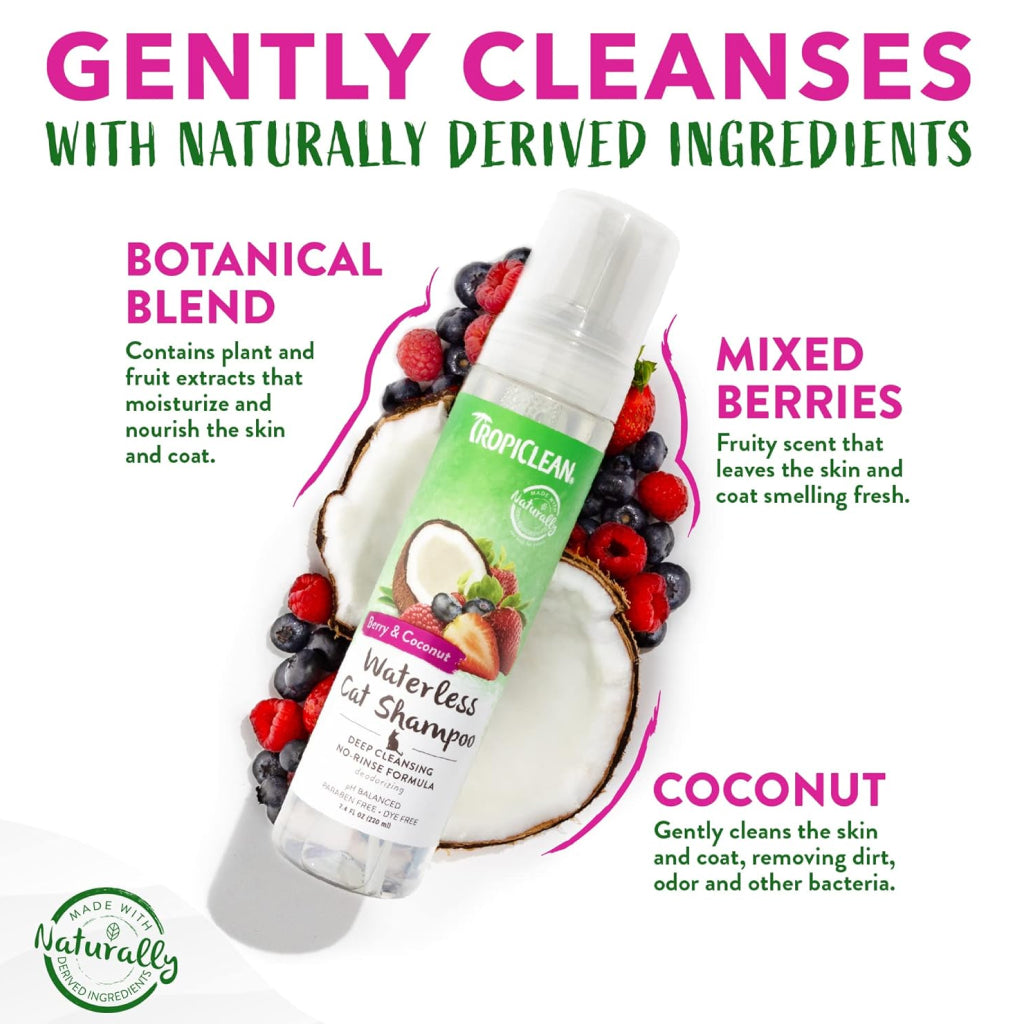 TropiClean Deep Cleansing Waterless Cat Shampoo (7.4oz)