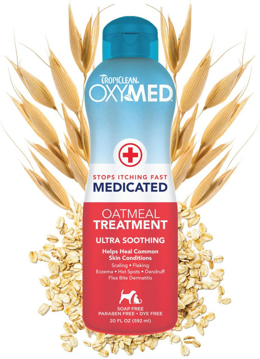 Tropiclean OxyMed Medicated Oatmeal Treatment Soothing Rinse For Pets (20 oz) - All Dog Grooming 1